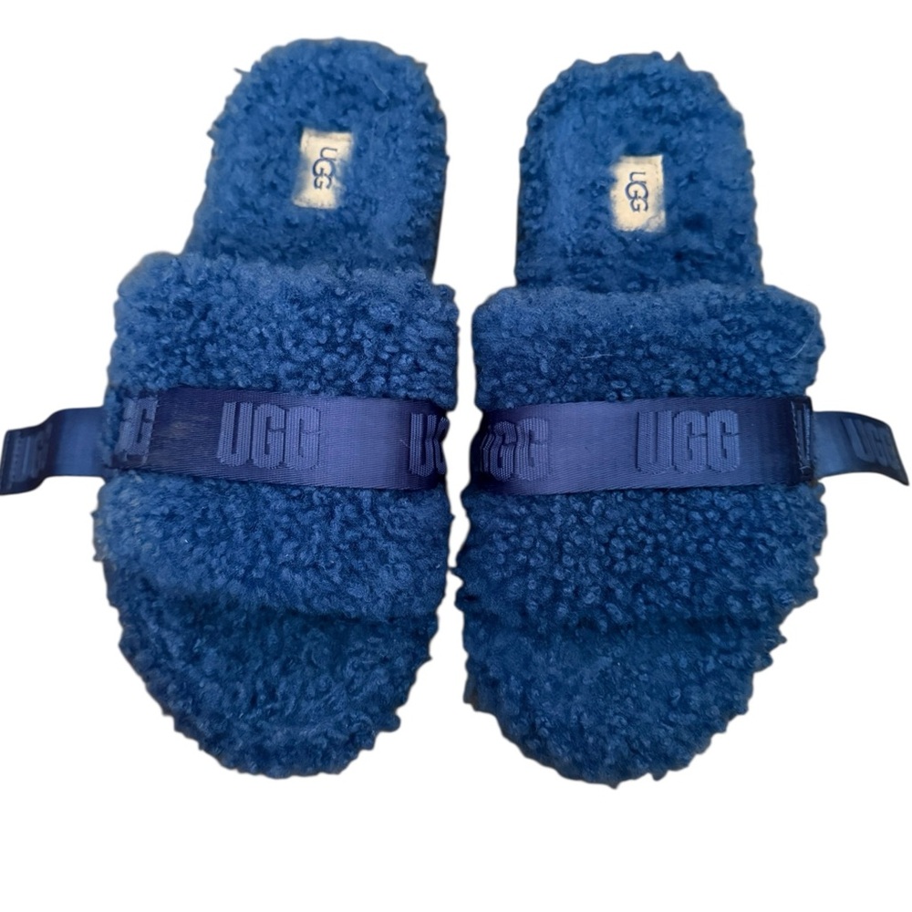 UGG Fluffita Platform Slide Sandal Slippers in Classic Blue Size 9